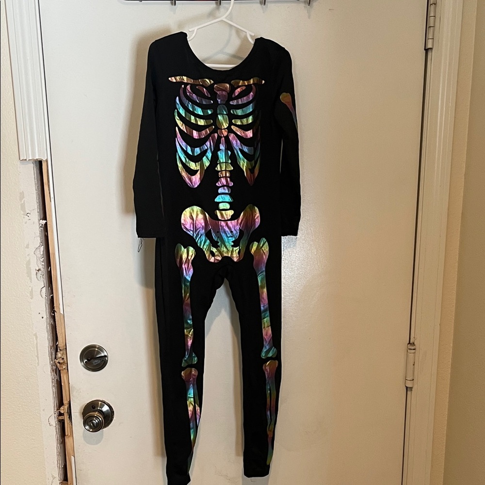 Colorful Skeleton Print Black Jumpsuit
